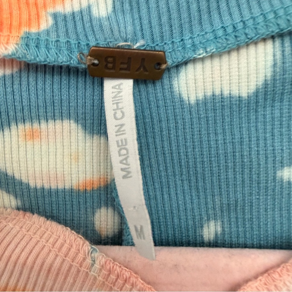 Young Fabulous Broke orange and teal ribbed crop top M - Picture 2 of 4